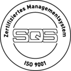Ein rundes ISO 9001 Abzeichen 